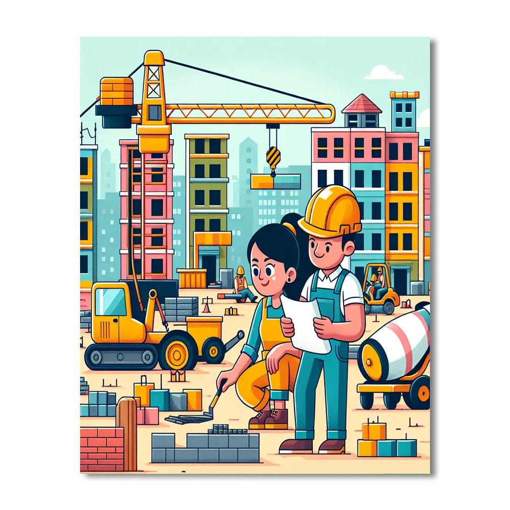 Creative Construction Site Paint By Numbers Art