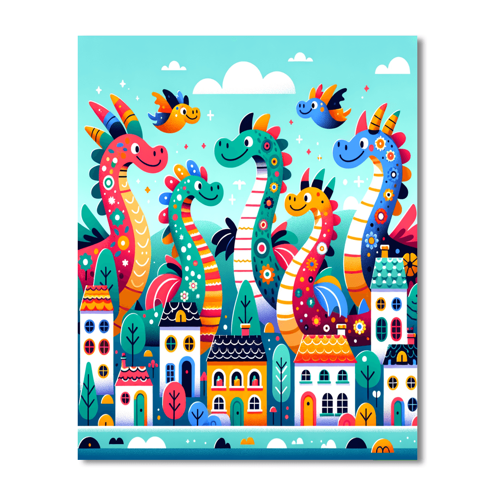 Colorful Dragon Parade Number Painting