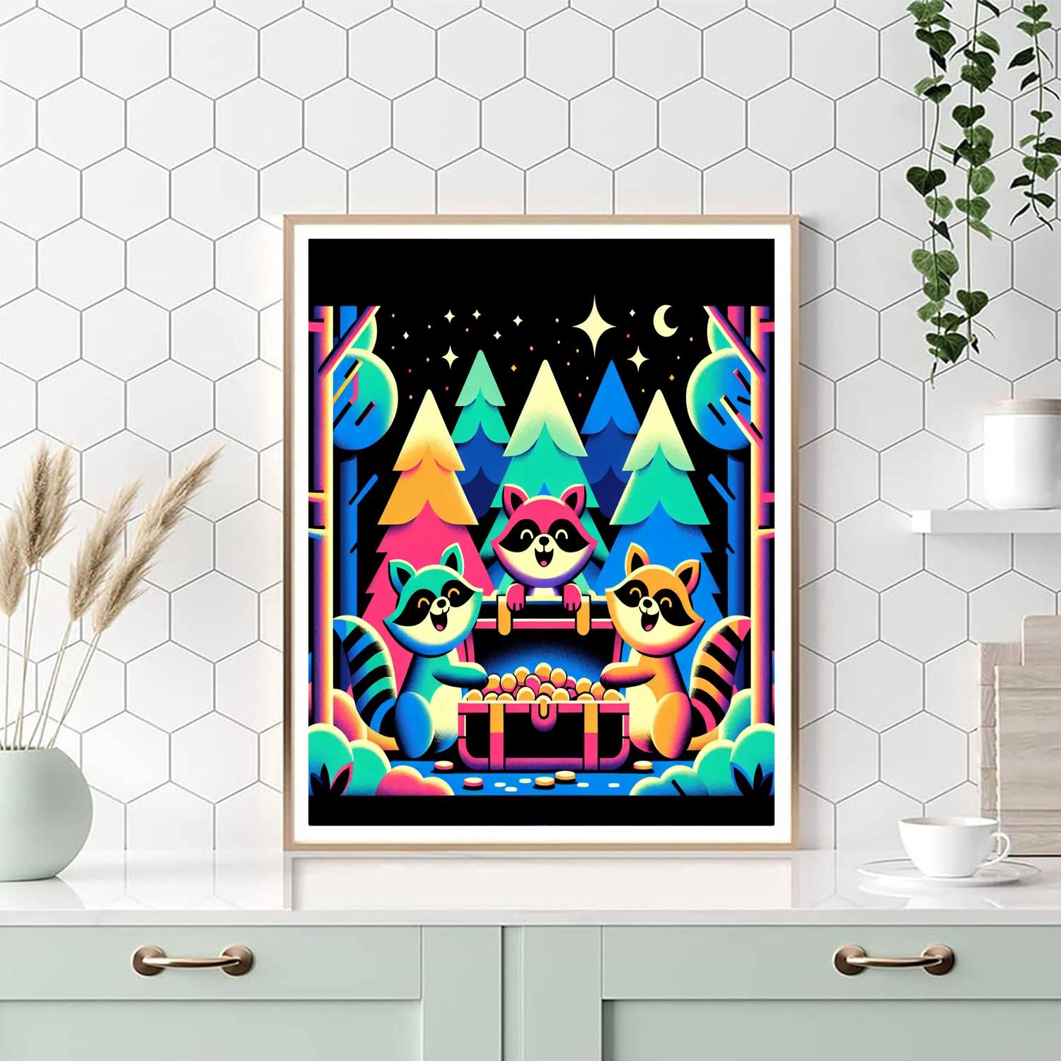 Adventurous Raccoons Paint By Numbers Art