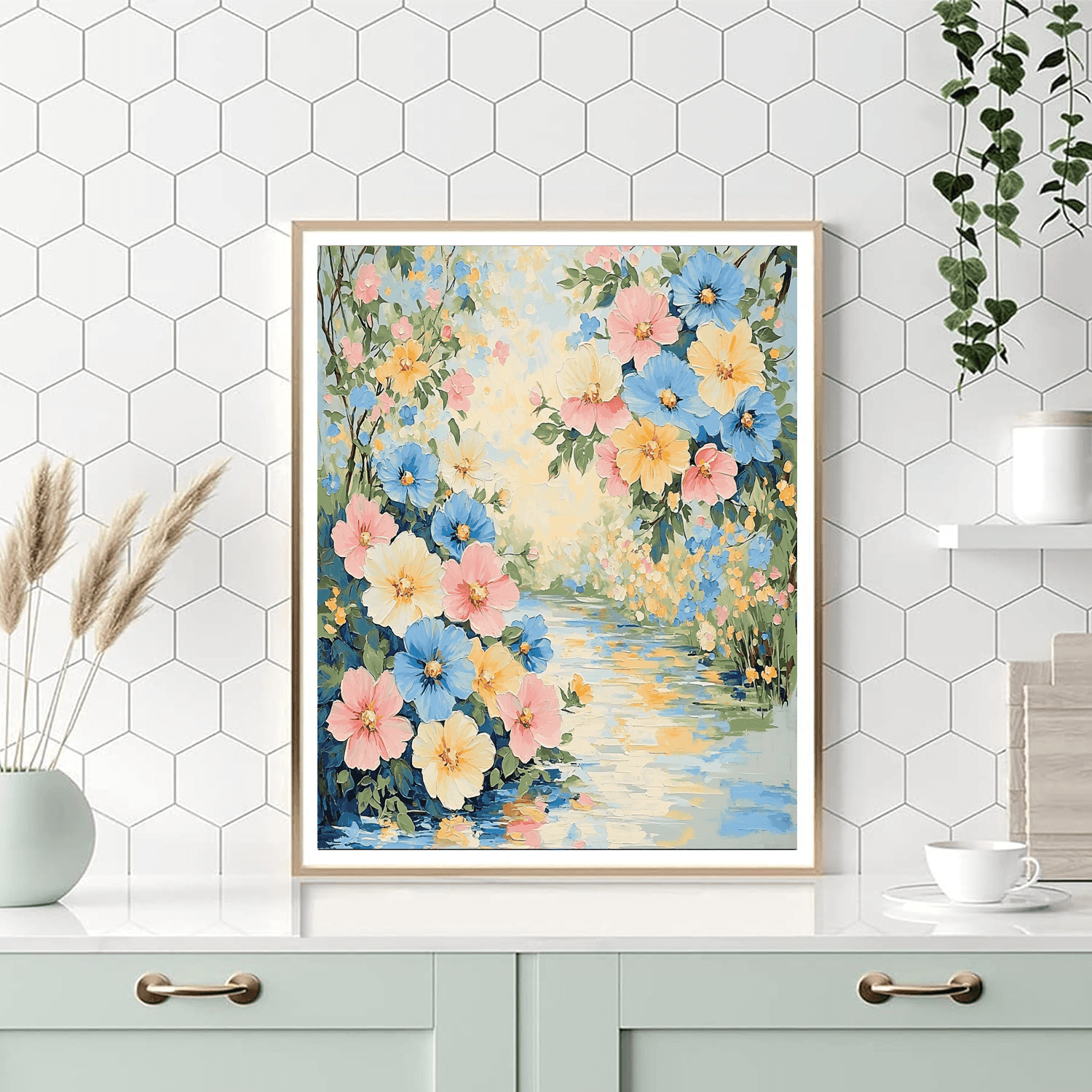 Claude Monet Inspired Dreamy Floral Whimsy  Number Painting