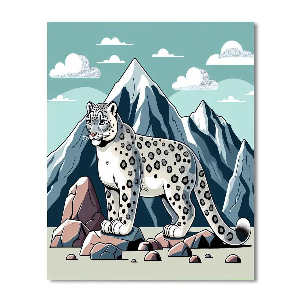 Sleek Snow Leopard Paint By Numbers Art