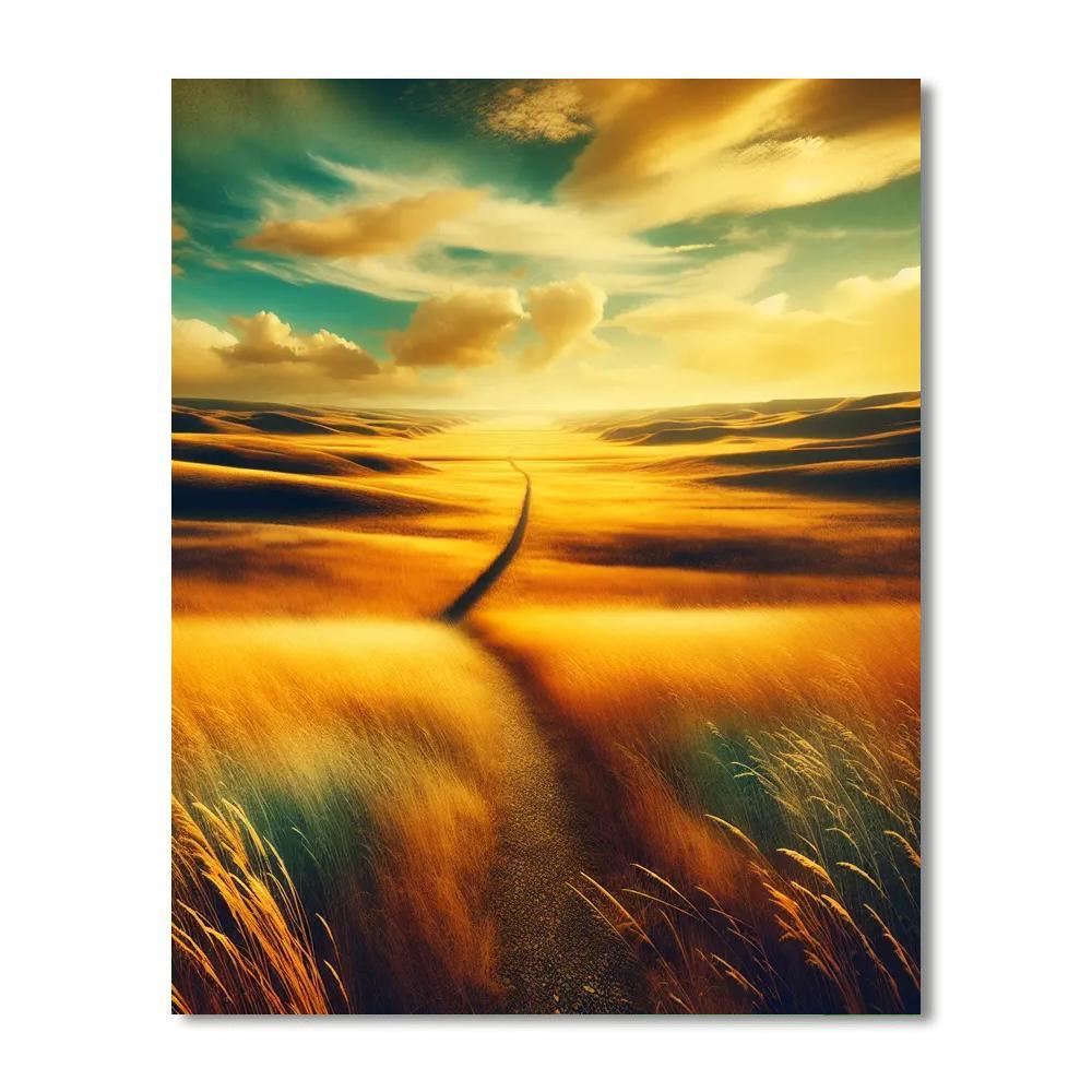 Golden Prairie Path Paint By Numbers Art