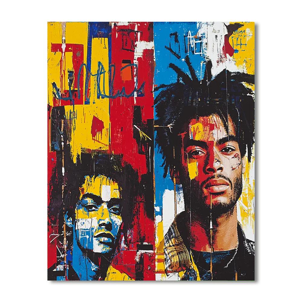 Jean-Michel Basquiat Inspired Vibrant Urban Art Collage  Paint By Numbers