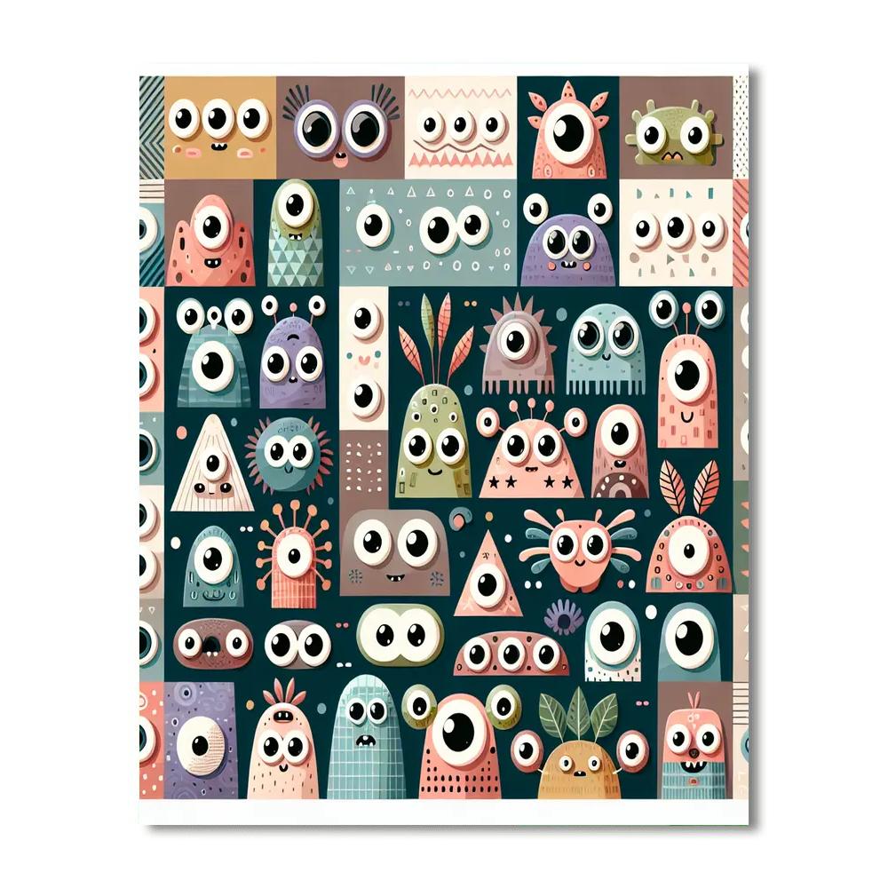 Quirky Cartoon Creatures Painting Number Kit