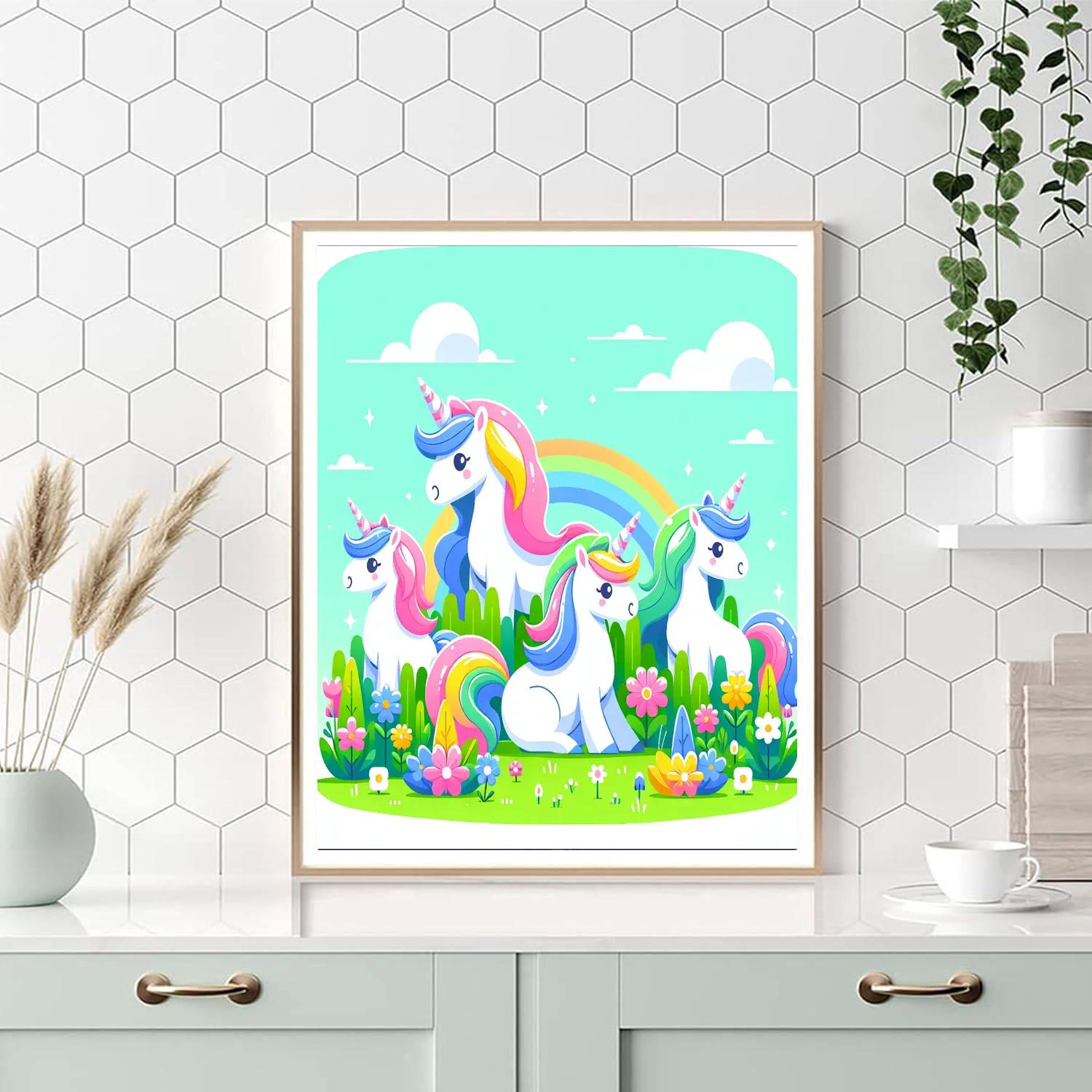 Rainbow Unicorn Meadows Painting By Numbers Kit