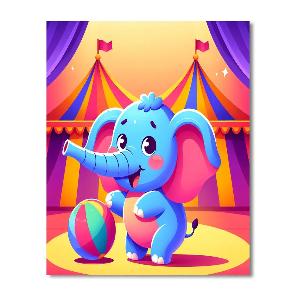 Circus Elephant's New Trick Paint By Numbers Kits