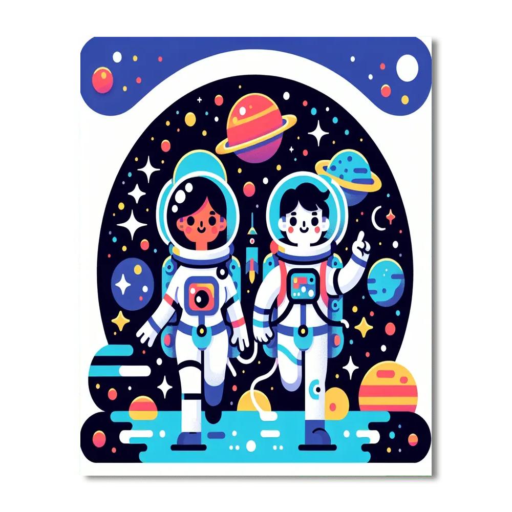 Glowing Galaxy Explorers DIY Paint By Numbers