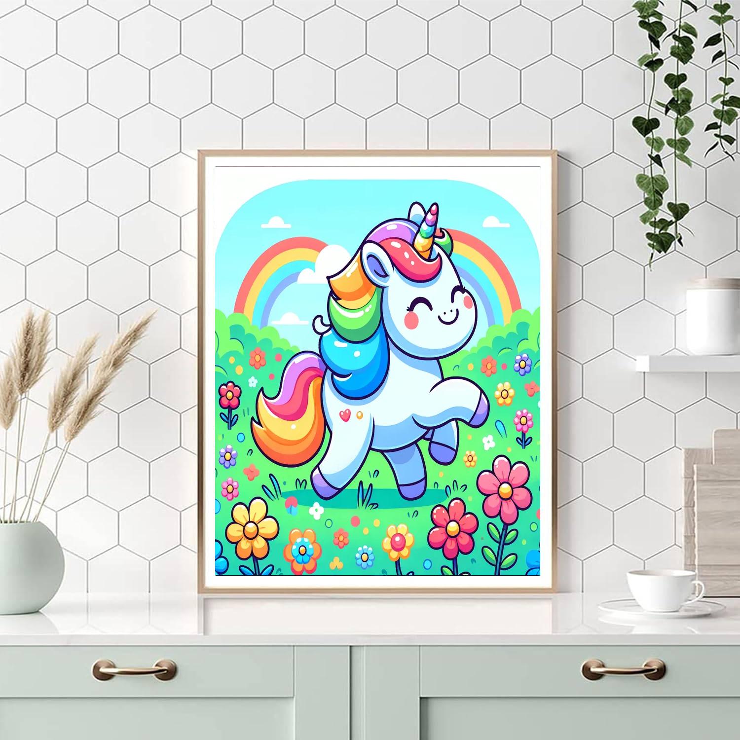 Playful Baby Unicorn Painting Number Kit