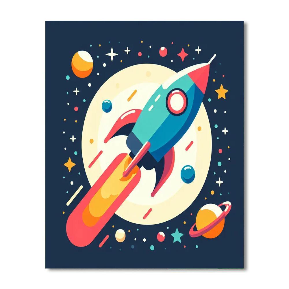 Space Rocket Mission Paint By Numbers Art