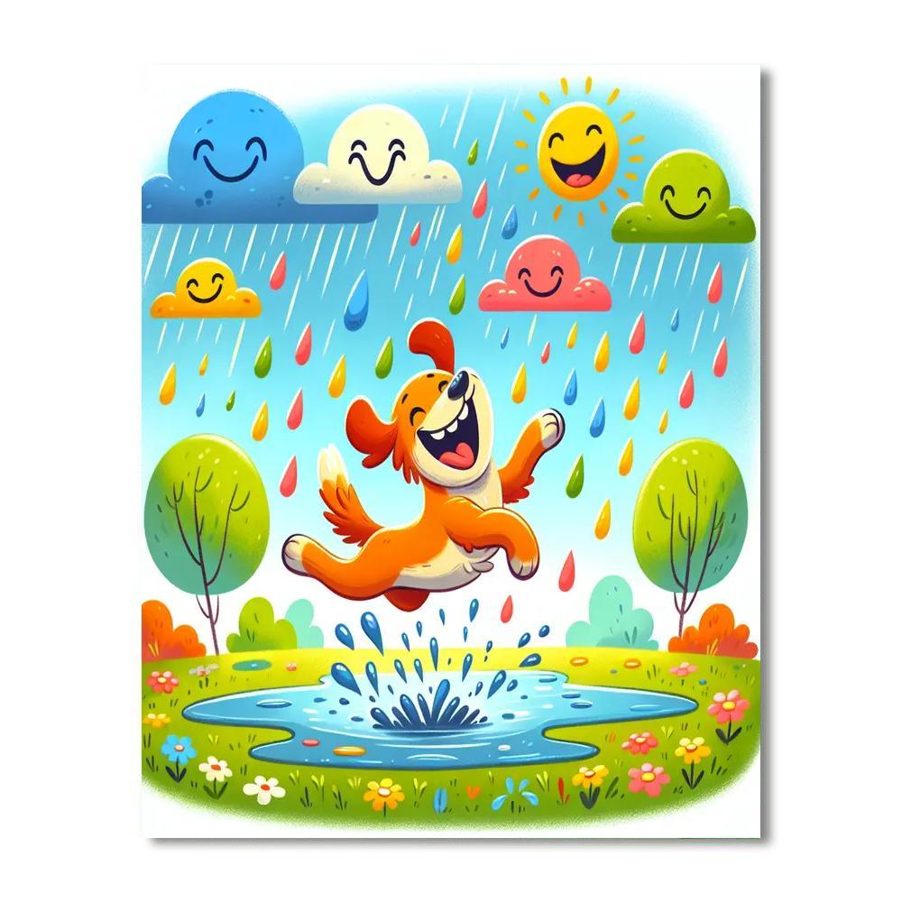 Joyful Rainy Days Painting Number Kit