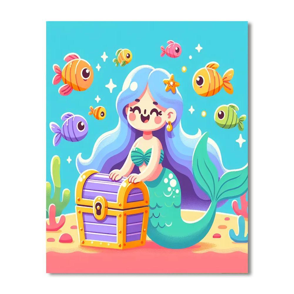 Mermaid's Ocean Treasure Paint By Color