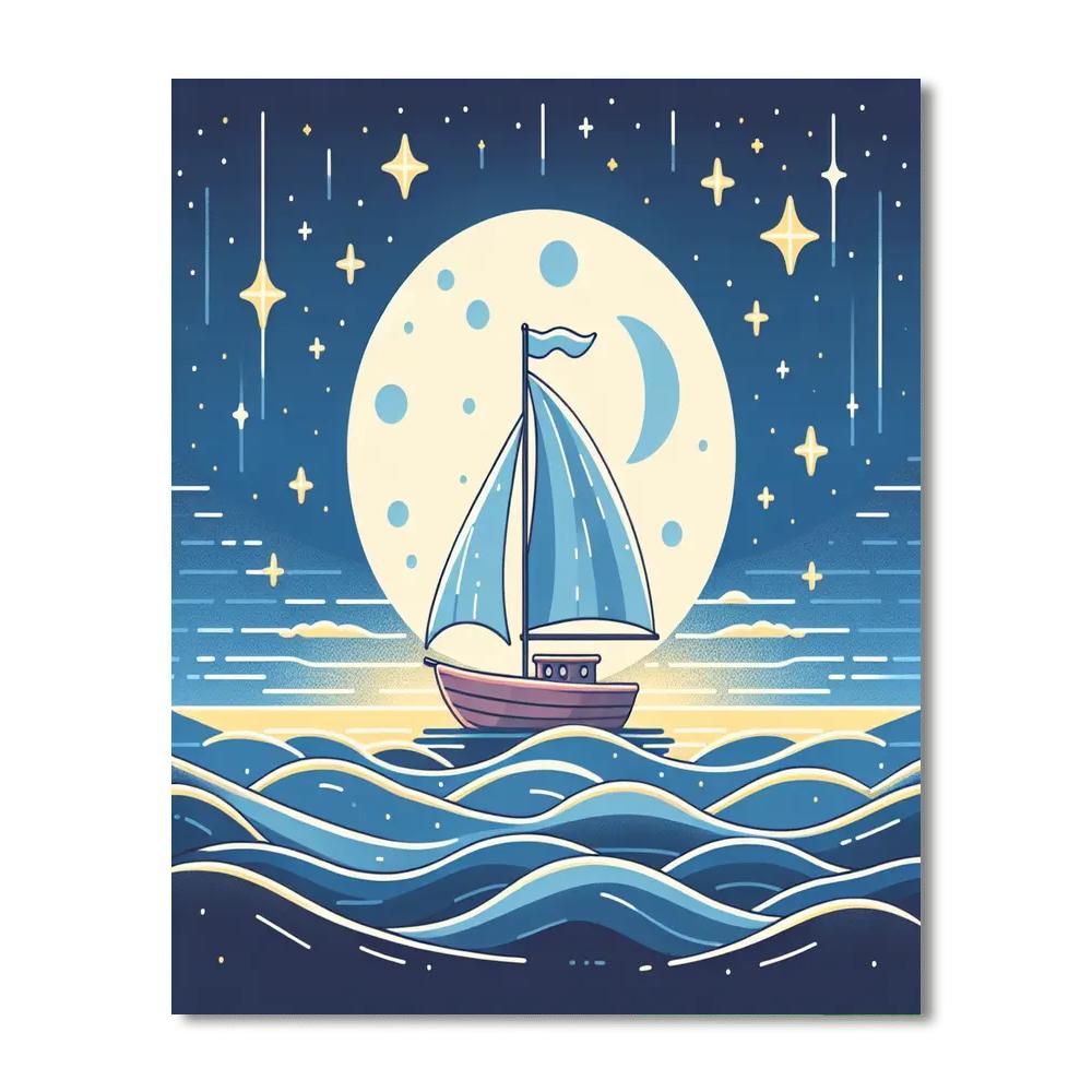Moonlit Mariner's Tale Number Painting