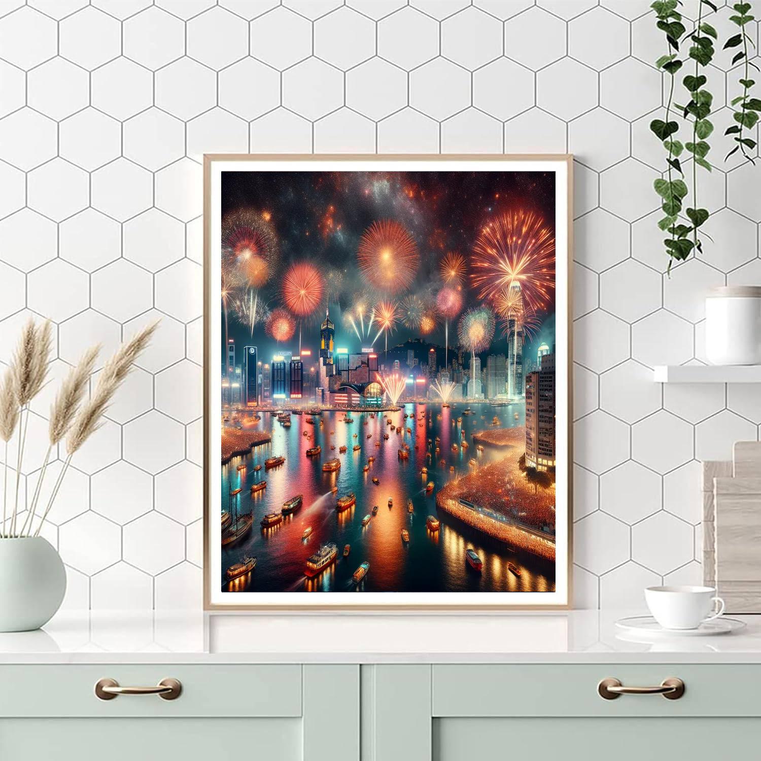 Lunar New Year Fireworks - Hong Kong Numbered Painting Kits