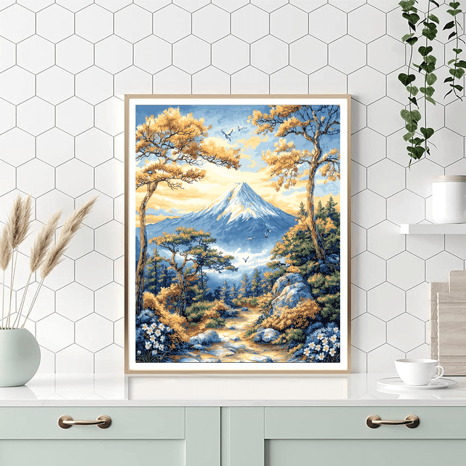 Andō Hiroshige Inspired Majestic Mount Fuji  Paint By Color