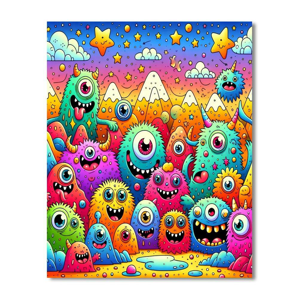 Fun Monster Friends Paint By Numbers Art