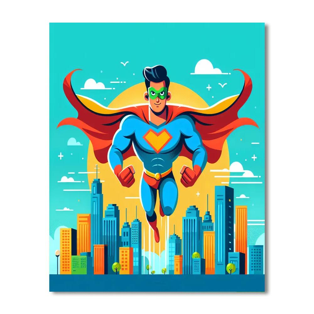 Superhero Save The Day Paint By Numbers Art