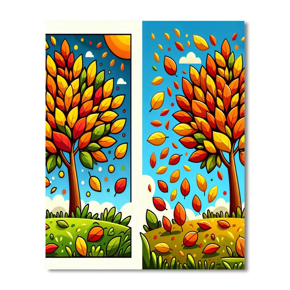 Bright Autumn Leaves Paint By Color