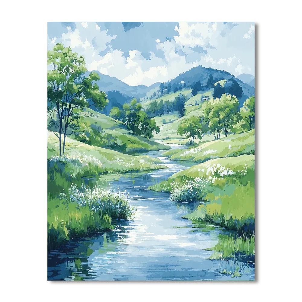 Hiroshige Inspired Gentle River's Embrace  Paint By Numbers Kits