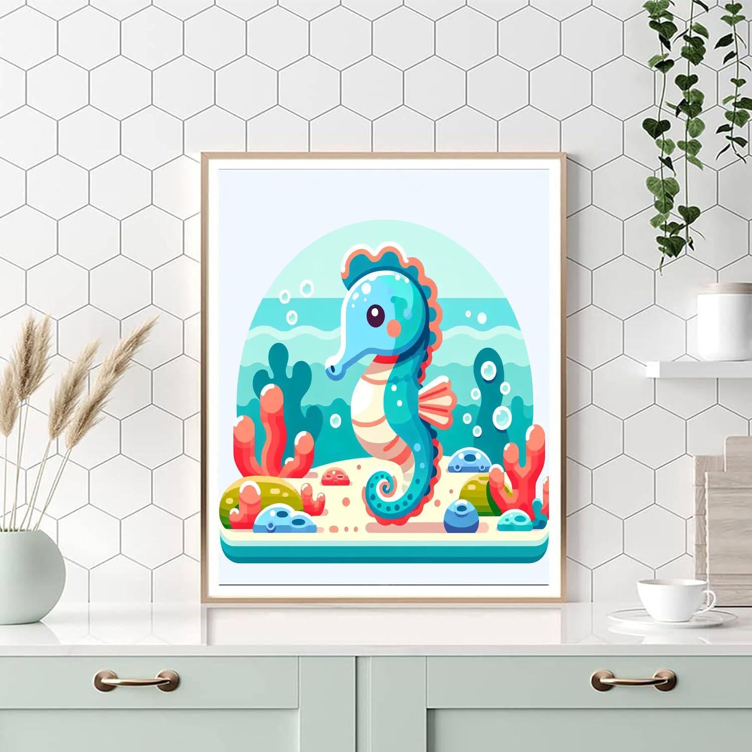 Mystical Seahorse Lagoon Paint By Numbers Art