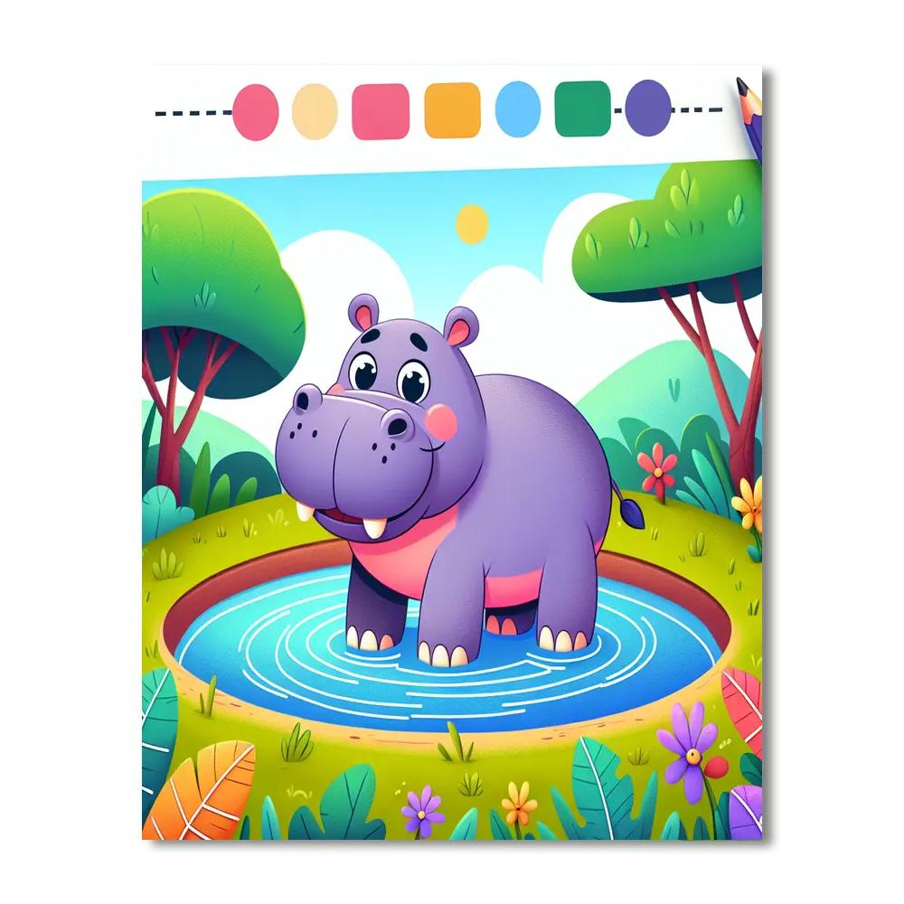 Hippo's Happy Waterhole Painting Number Kit