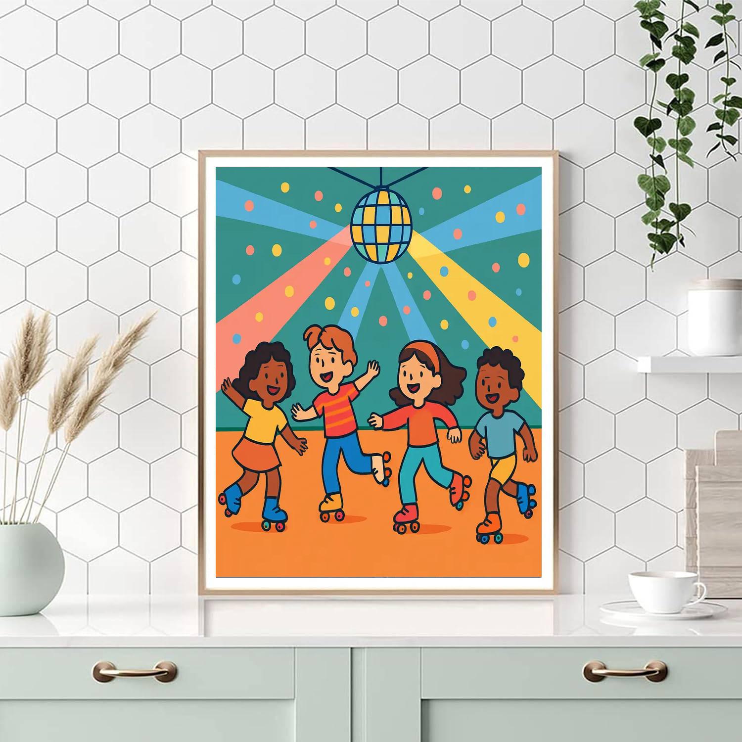 Energetic Roller Skating Fun Numbered Painting Kits