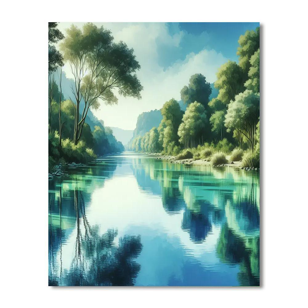 Quiet River Reflections Number Painting