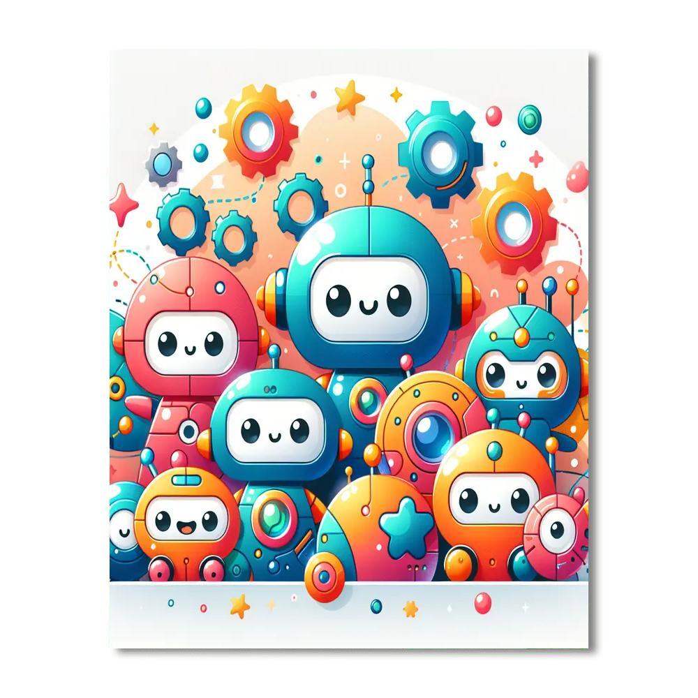 Robot Friends Adventure Paint By Numbers Art