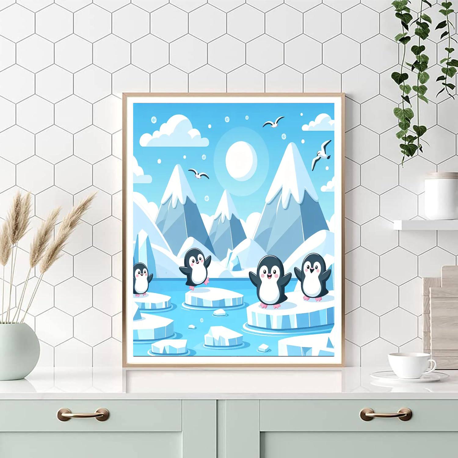 Penguin's Icy Playground Paint By Number