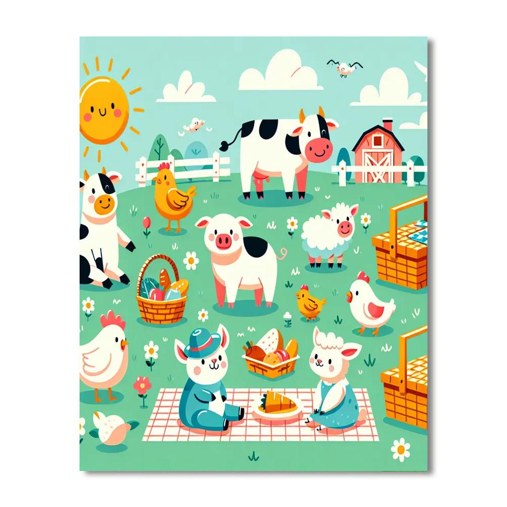 Sunny Farmyard Picnic Numbered Painting Kits