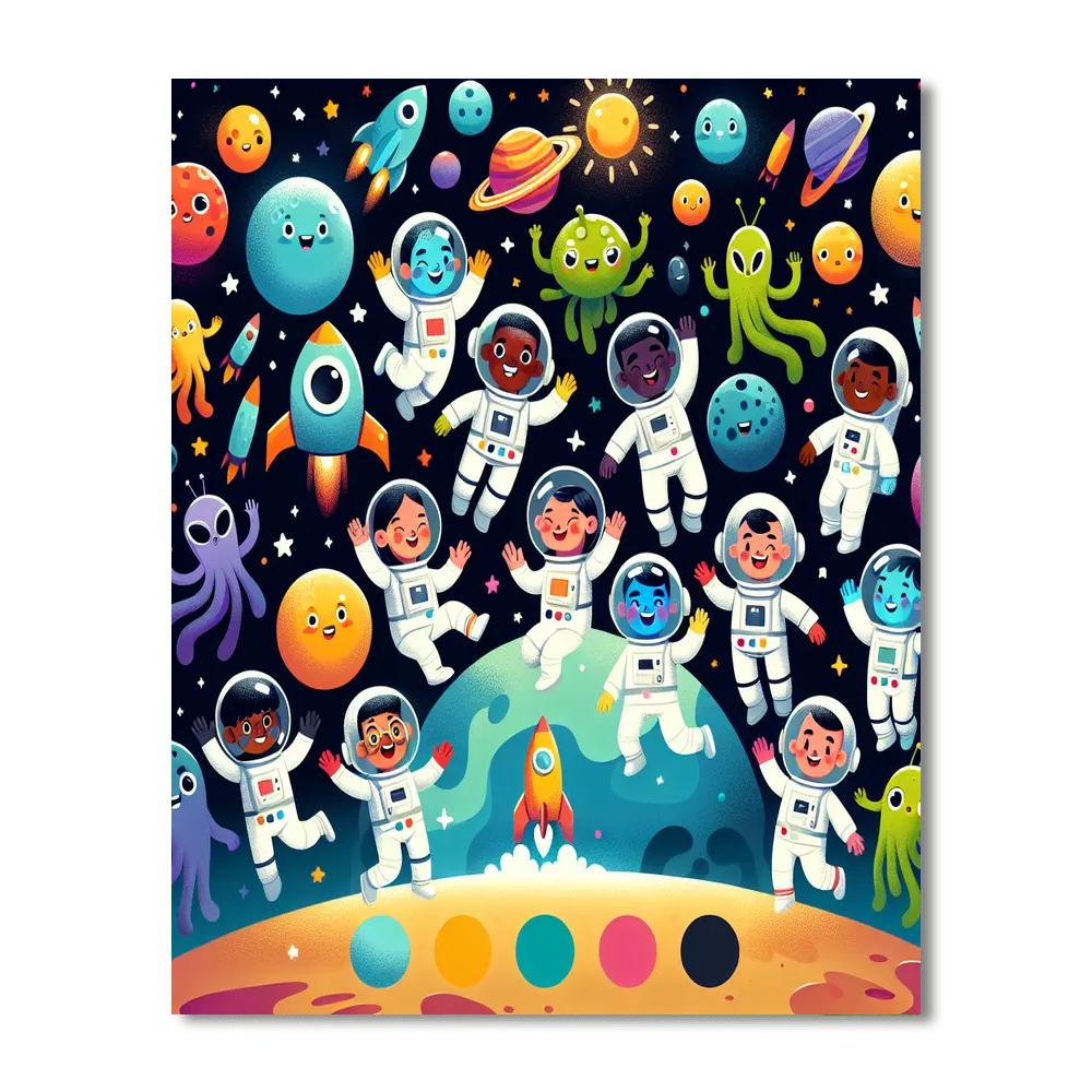 Playful Space Explorers Painting Number Kit
