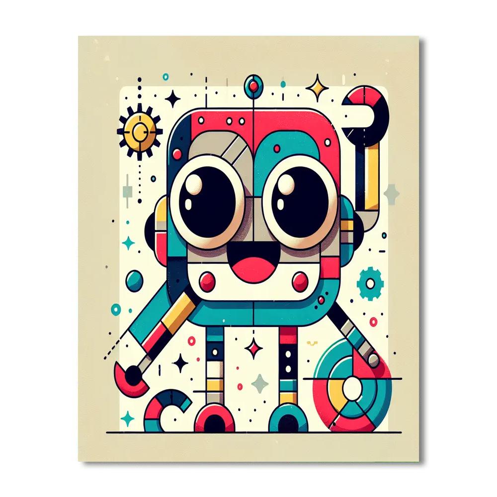 Funky Robot Fun Paint By Numbers Art