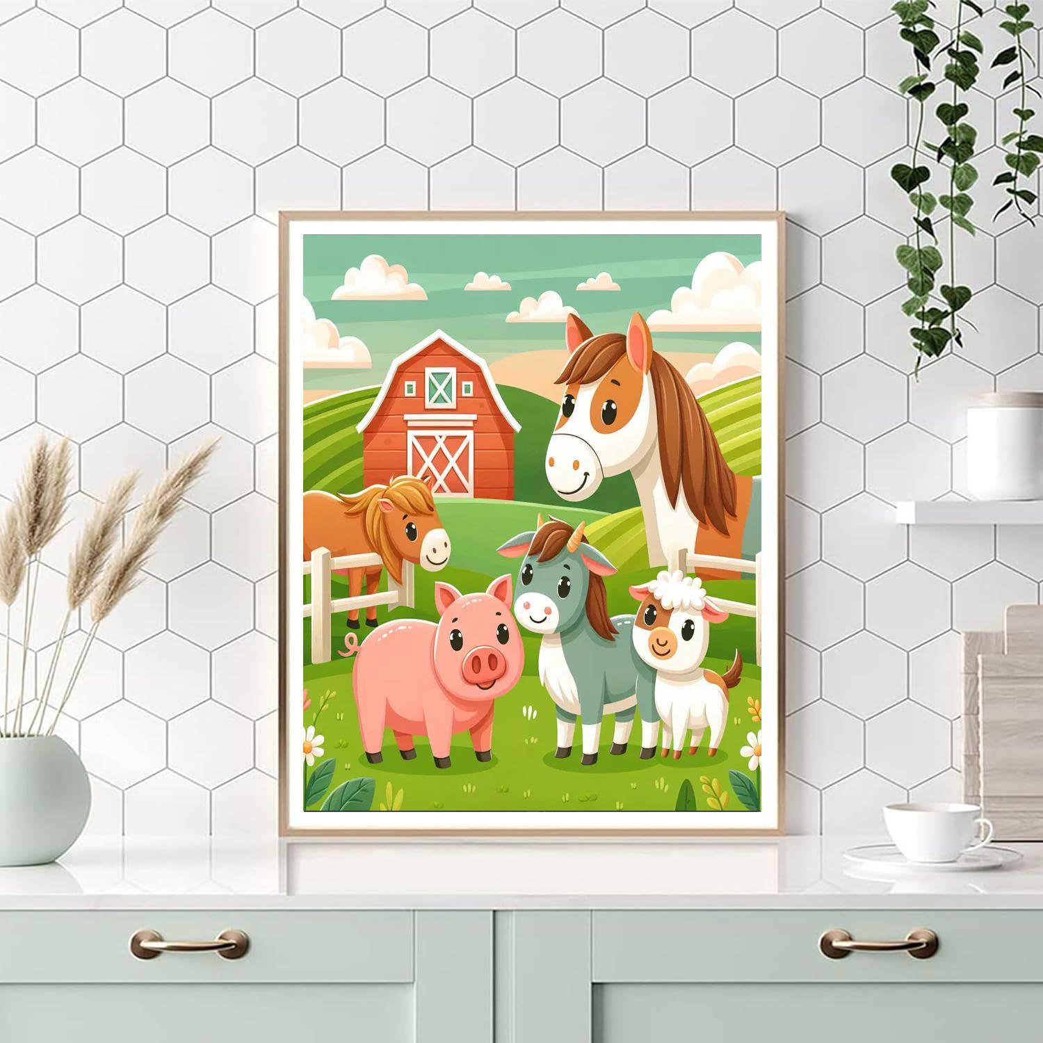 Happy Animal Farm Painting By Numbers Kit