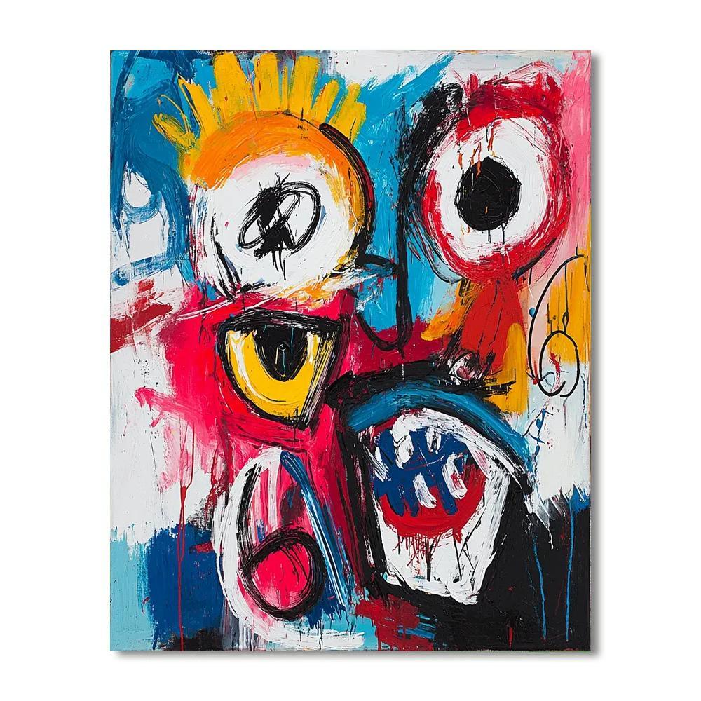 Jean-Michel Basquiat Inspired Kaleidoscope Of Emotion  Paint By Color