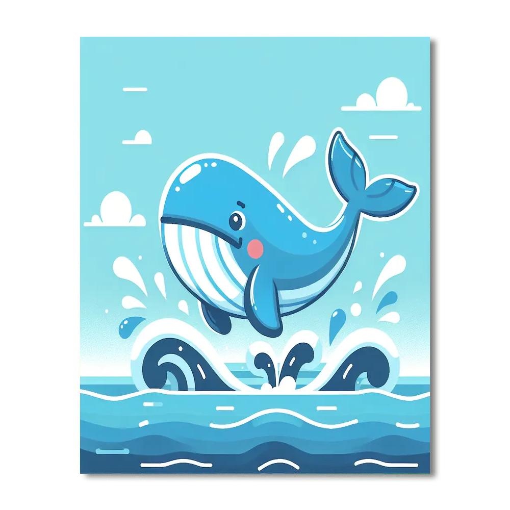 Friendly Whale Splash Number Painting