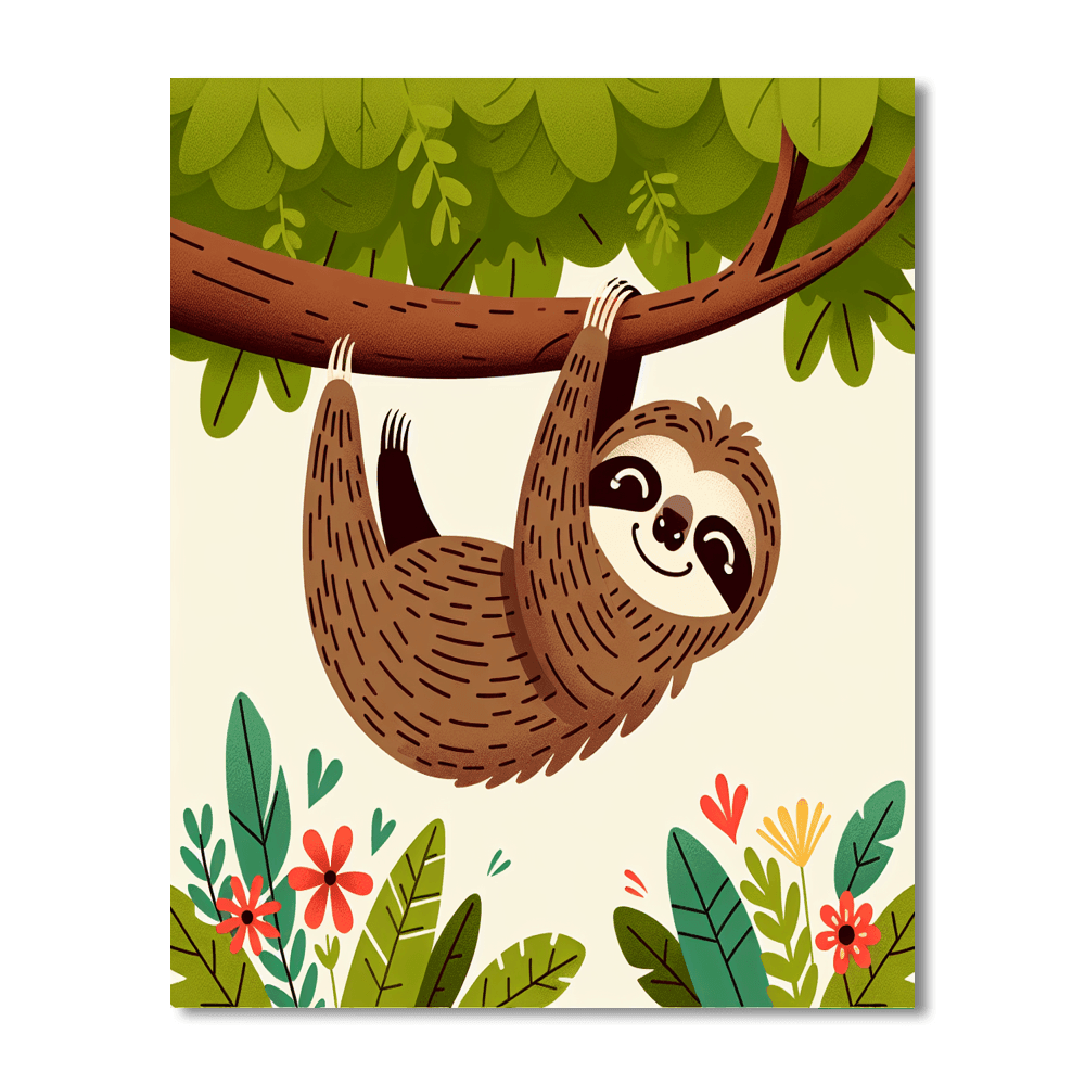 Friendly Sloth Paint By Numbers Art