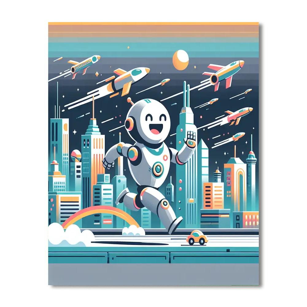 Robot's Futuristic Adventure Paint By Numbers Kits