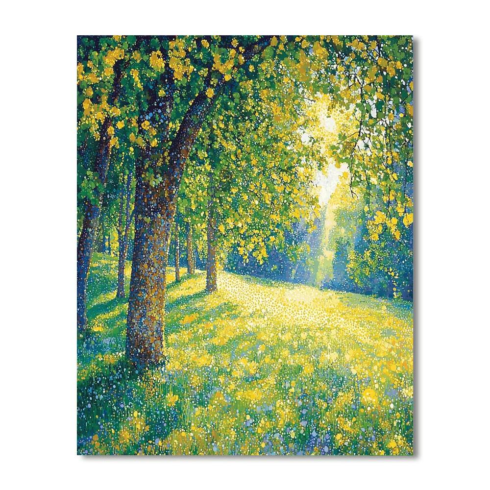 Georges Seurat Inspired Golden Meadows  Number Painting