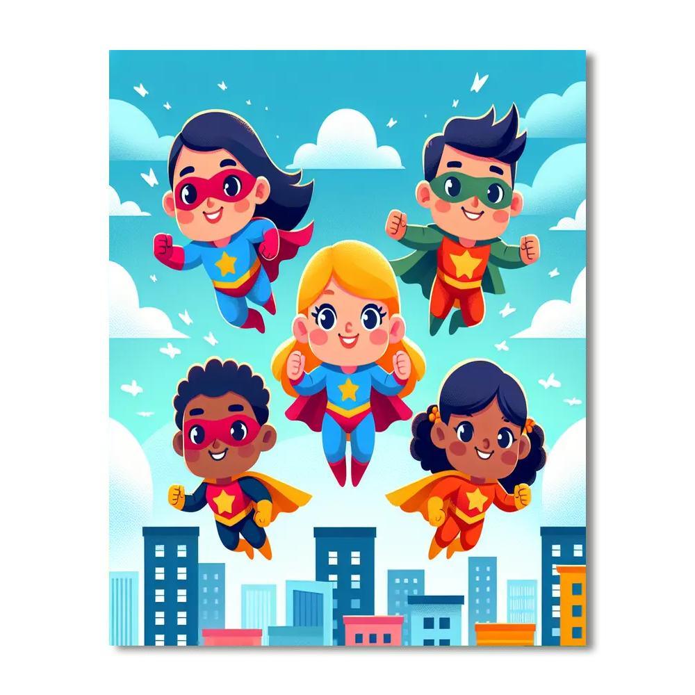 Charming Superhero Adventures Numbered Painting Kits