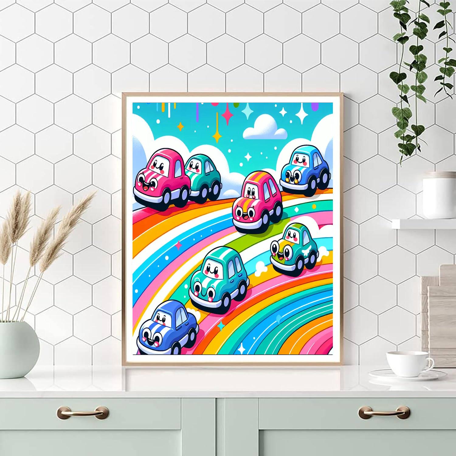 Rainbow Roadsters Paint By Numbers Art