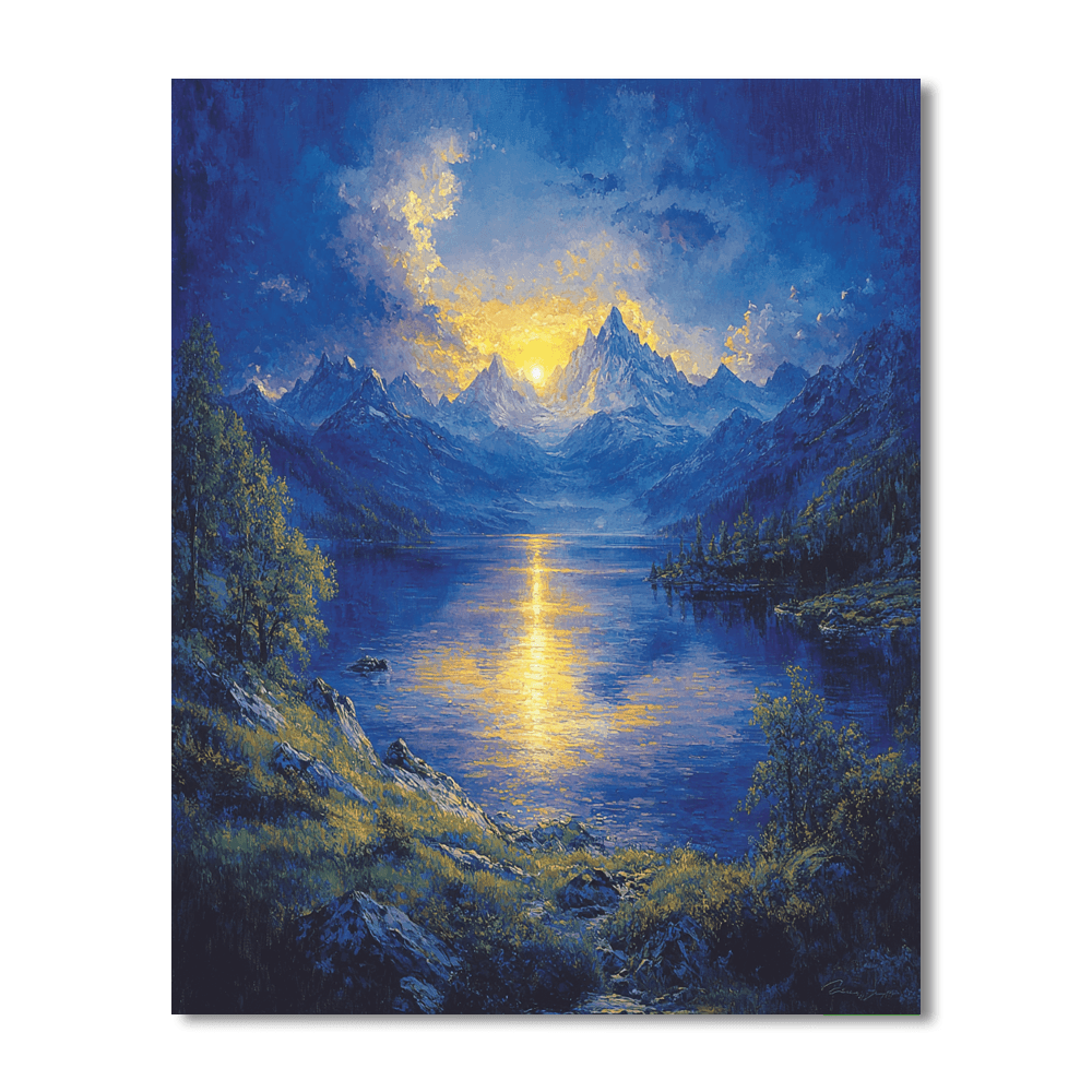 Albert Bierstadt Inspired Twilight Reflections  Painting By Numbers Kit