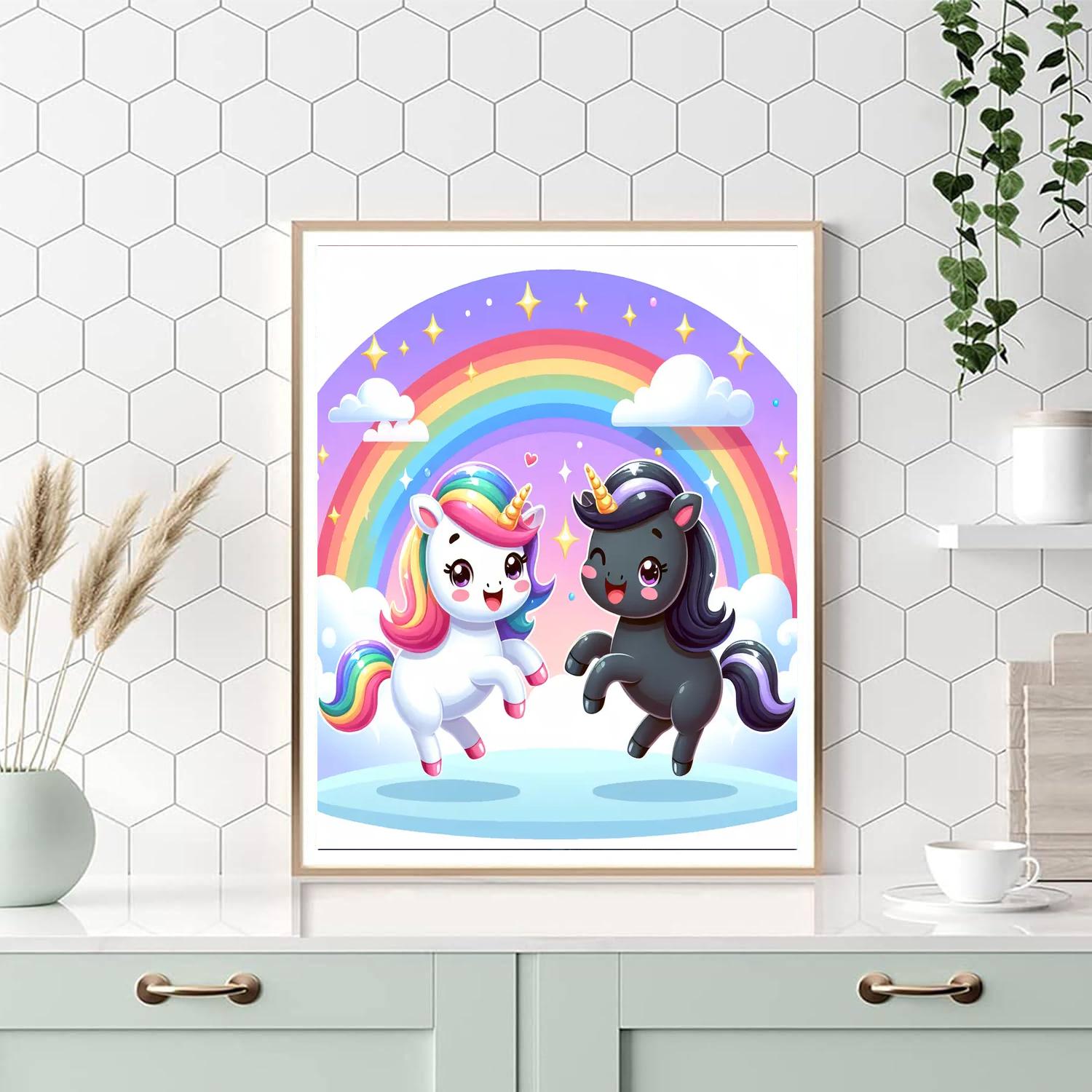 Sparkly Unicorn Friends Paint By Numbers Art