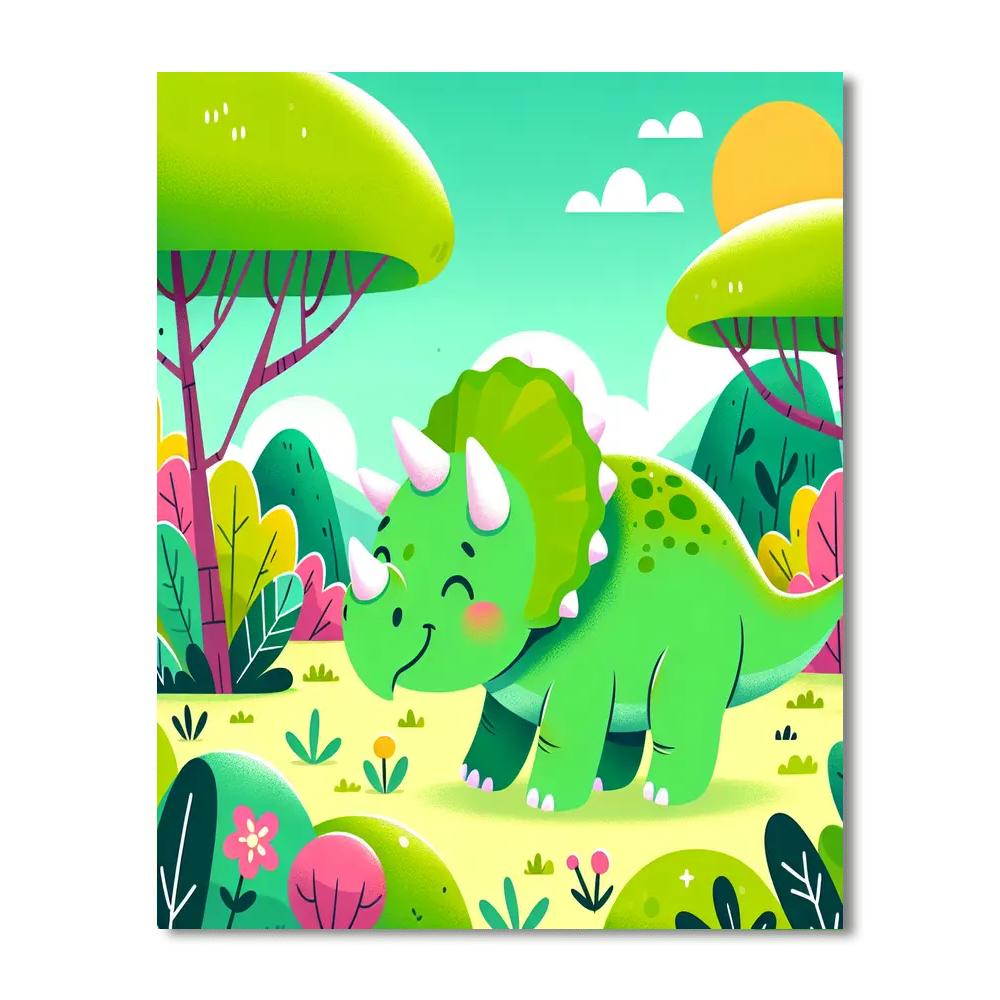Exploring Triceratops Paint By Numbers Art
