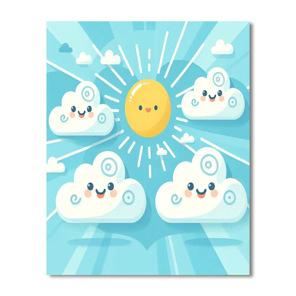 Curly Clouds Painting Number Kit