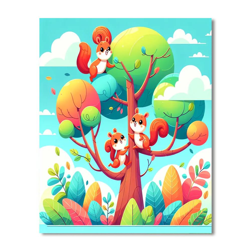 Curious Squirrels Number Painting