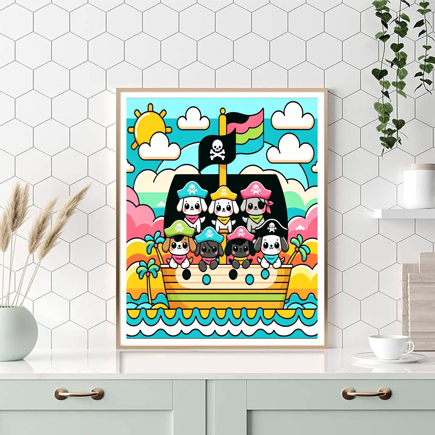 Puppy Pirate Pursuit Number Painting