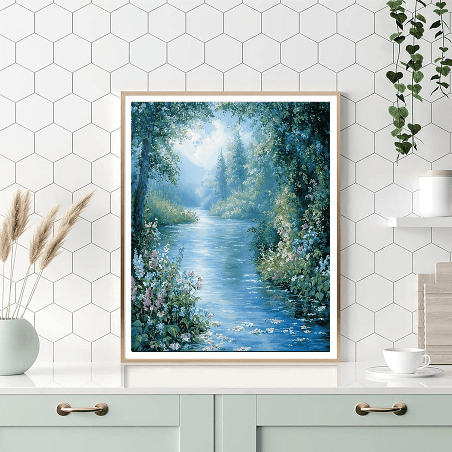 Monet Inspired Flowing River Dreams  Painting By Numbers Kit