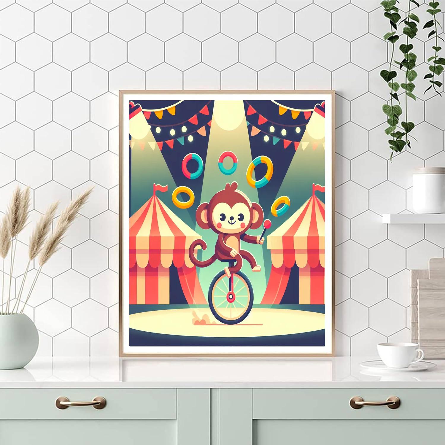 Magical Circus Monkey Number Painting