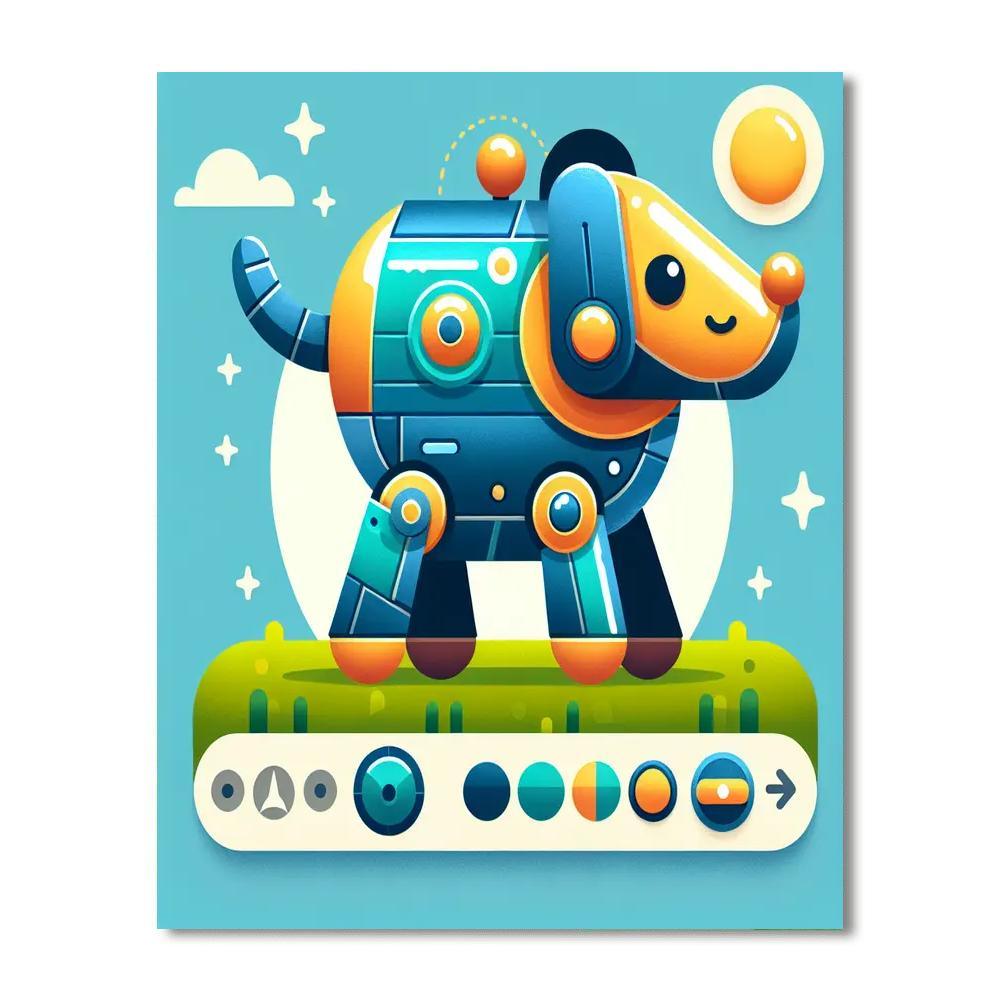 Whimsical Robot Dog Paint By Number