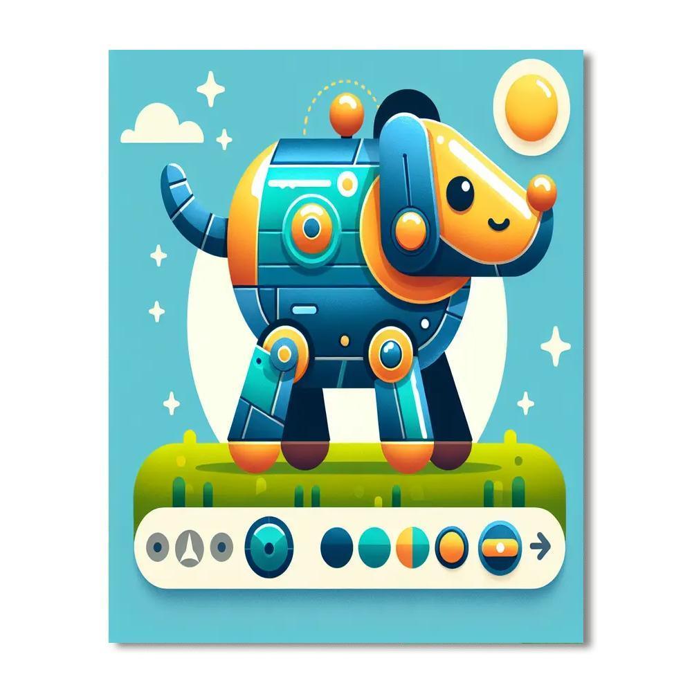 Whimsical Robot Dog Paint By Number
