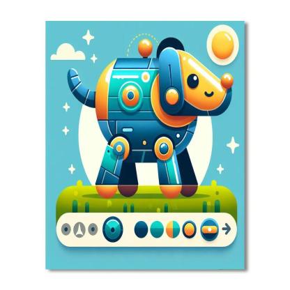 Whimsical Robot Dog Paint By Number